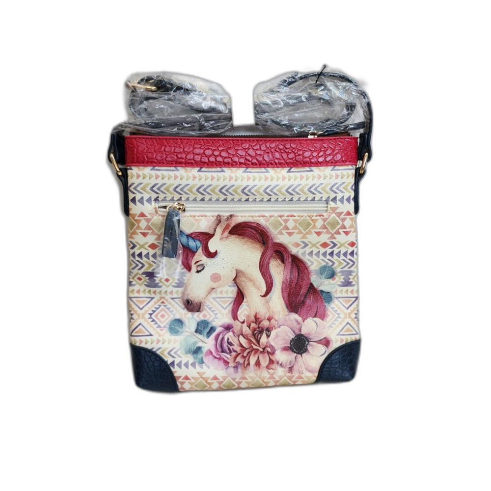NWT B Brentano Vegan Leather Unicorn Aztec Graphic Crossbody Bag - Picture 2 of 4